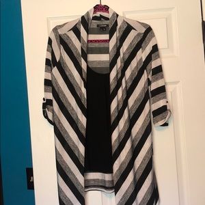 Black, Grey and White Cardigan with Tank